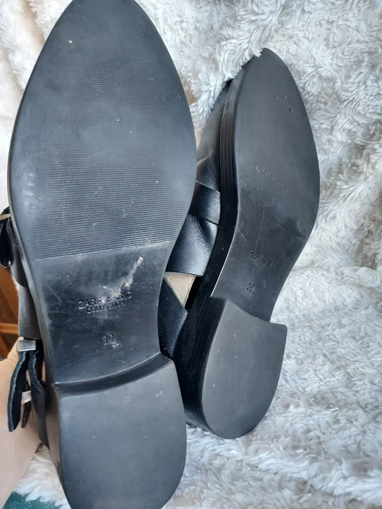 Zara Black Leather Buckle Ankle Boots Size 39 / U.S. 8.5-9 Punk Grunge Moto Edgy - Picture 6 of 11